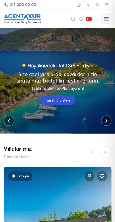 Villa kiralama sitesi mobil görünüm